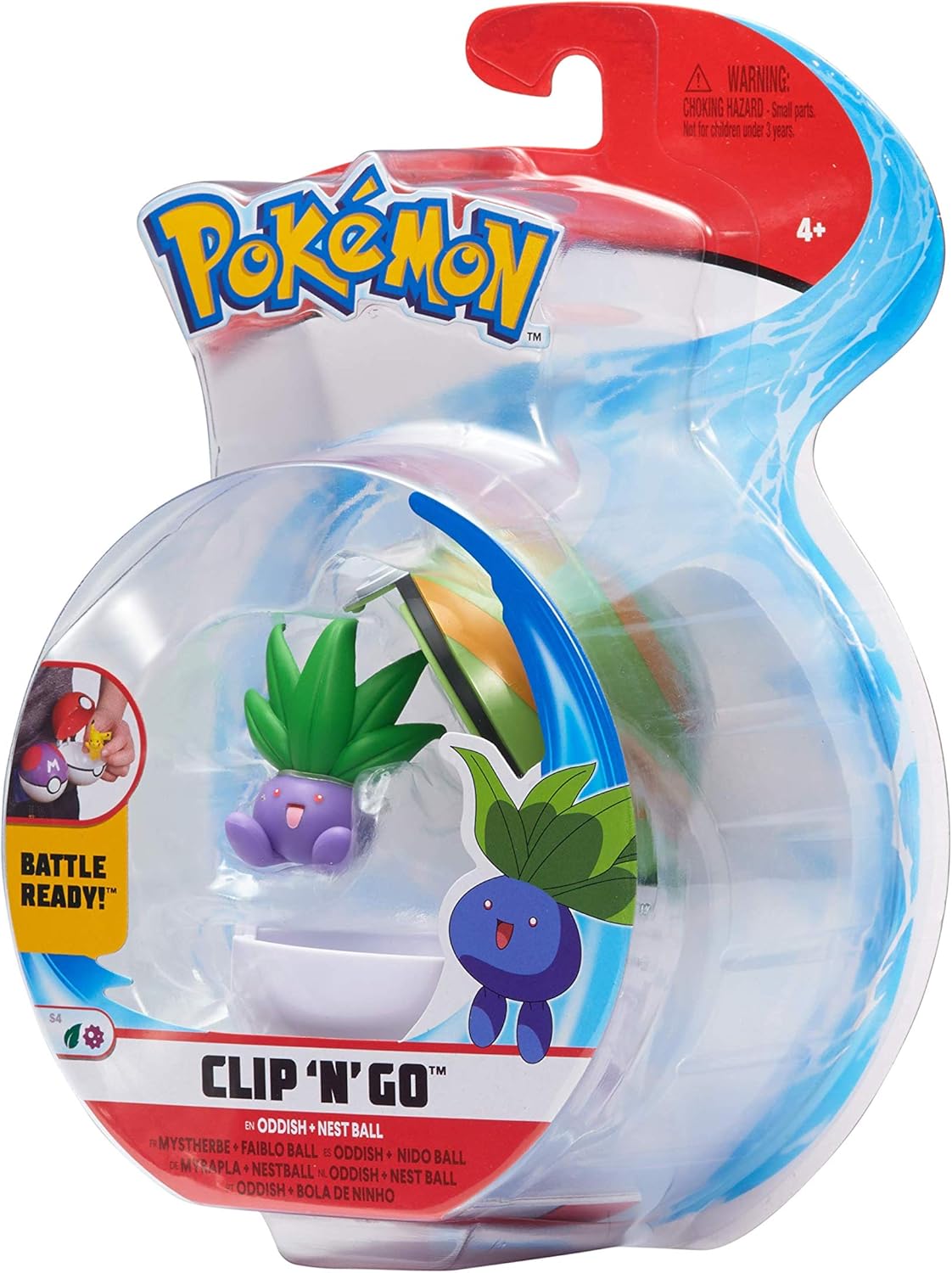 Pokémon Clip ’N’ Go Oddish Figure with Nest Ball, 2-Inch Action Figure Set, Portable Poké Ball Toy, Official Jazwares Collectible, Kids Toy, Ages 3+