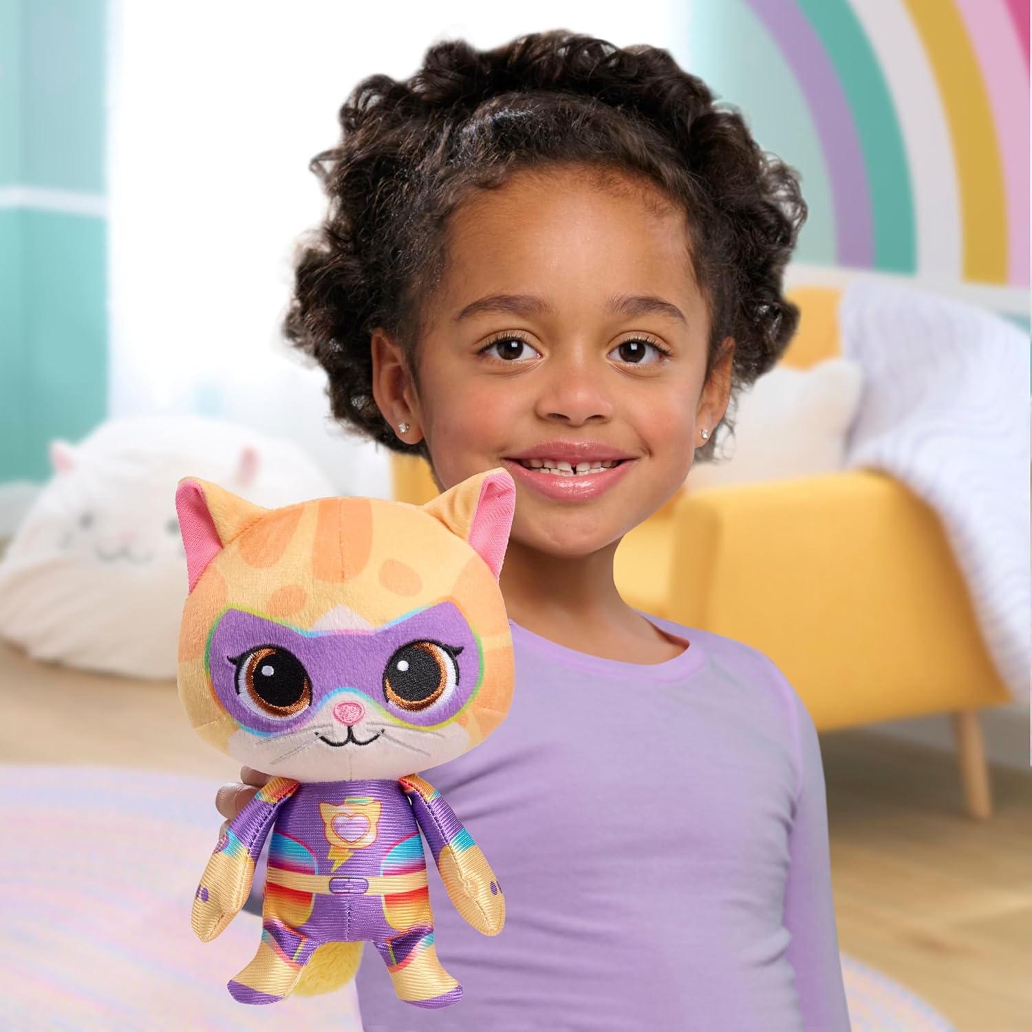 Disney Junior SuperKitties Su-Purr Charged 7-inch Small Sparks Plush Stuffed Animal, Sparks, Kitten, Kids Toys for Ages 2 Up by Just Play