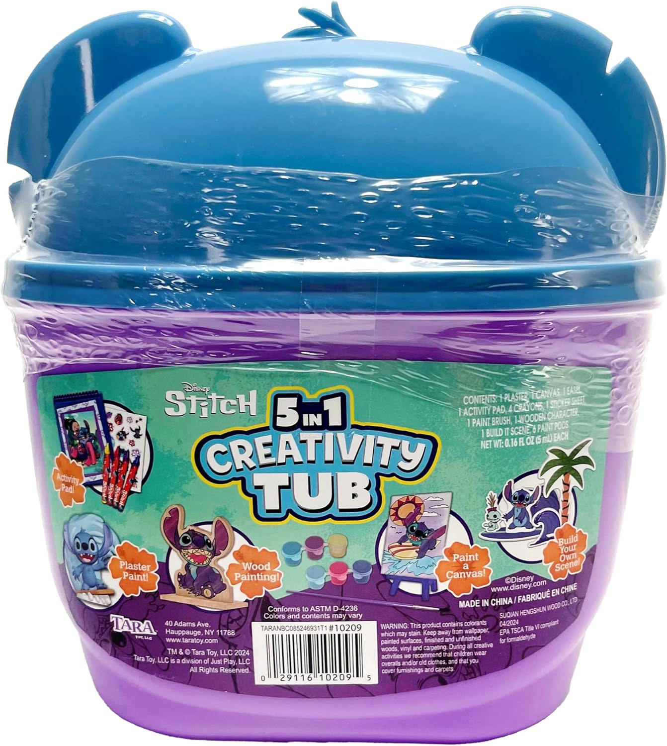 Tara Toys Disney Stitch 5 in 1 Creativity Tub, 50-Piece Paint and Color Preschool Arts and Crafts Activity Set, Kids for Ages 3 Up