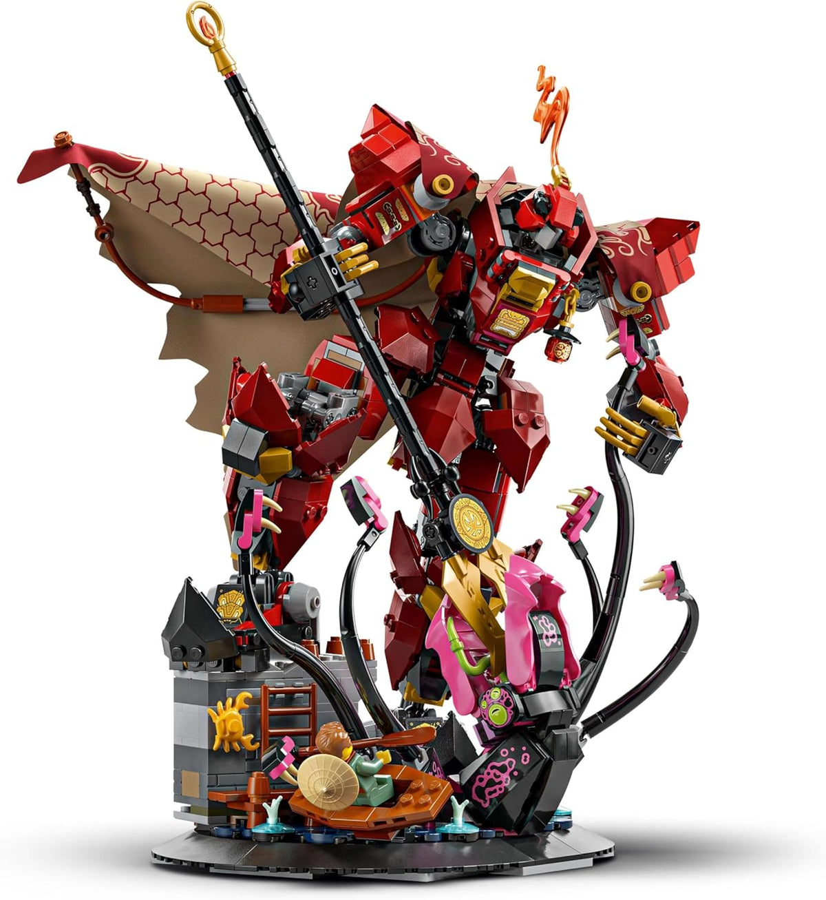 LEGO Ninjago The Fire Knight Mech Toy - Monstrosity Building Set with a Posable Figure, 2 Minifigures & a Sea Monster on a Display Stand - Birthday Gift for 14+ Year Old Boys and Teenagers - 71846