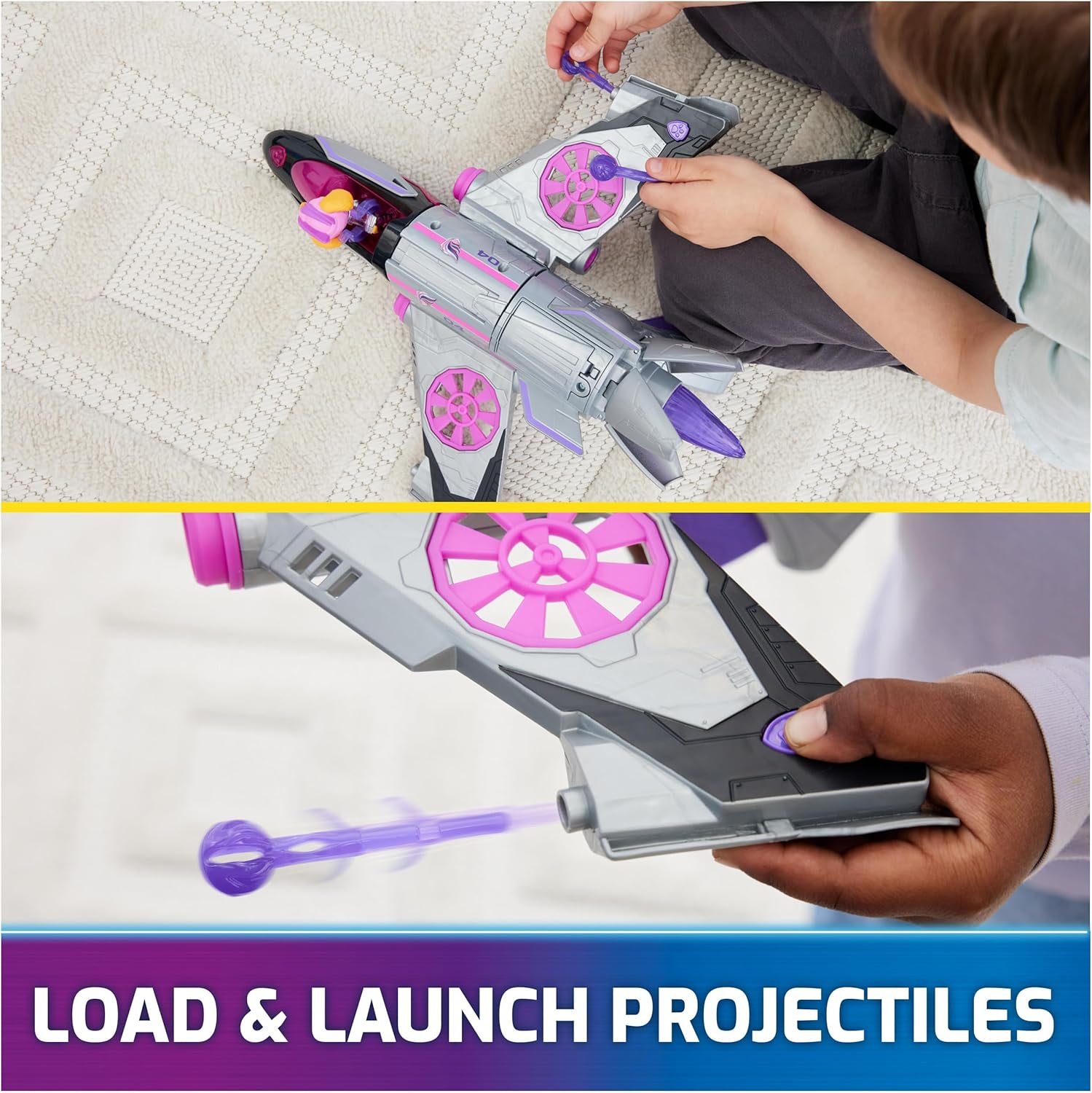 Paw Patrol Mighty Movie Skye Rescue Jet, Transforming Jet with Lights and Sounds, Action Figure, Projectile Launchers, Deluxe Kids Toy 3+