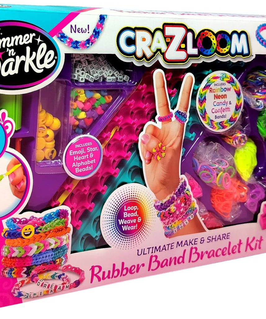مجموعة صنع أساور مطاطية فاخرة من CraZLoom SNS من Cra-Z-Art، تحتوي على 4 أنوال، وأكثر من 2000 شريط مطاطي، وخرز، وخطافات، ومجموعة حرف يدوية للأطفال