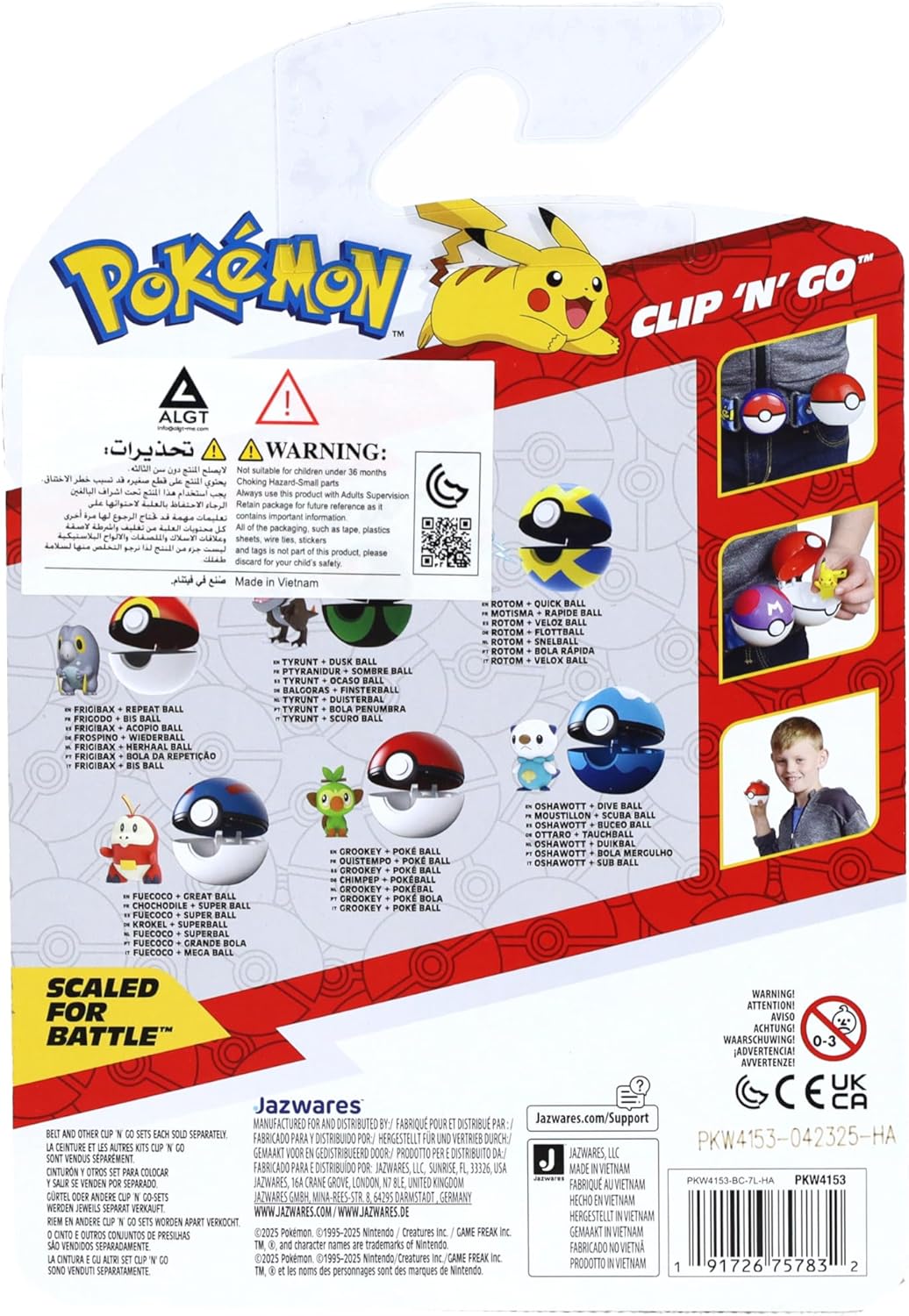 Pokemon Clip n Go - Frigibax with Repeatball, Action Figures, Official Detailed Figurines, Collectibles, Figure with Poke Ball, 4 Years+