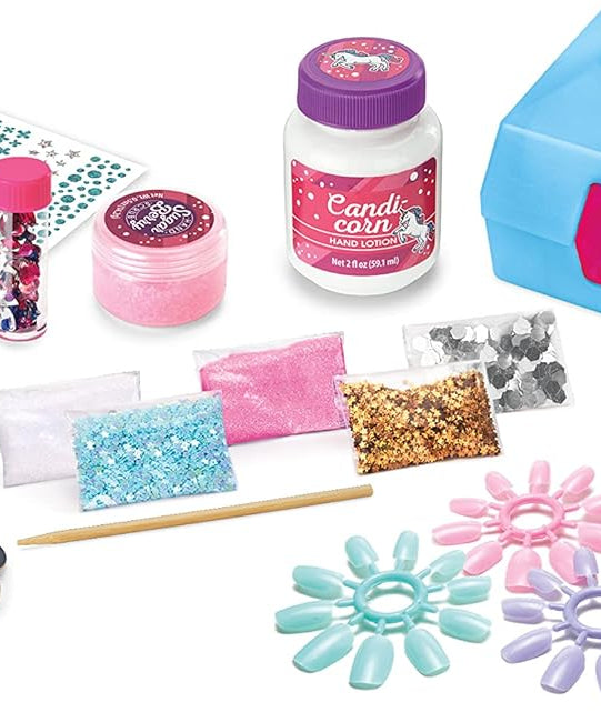 Shimmer 'n Sparkle Ultimate Glitter Nail Designer Set, All-in-One Salon Kit with Light-Up Nail Dryer, 8 Nail Polishes, Glitter, Gems, Nail Stickers & Press-On Rings, Creative Nail Art Kit for Kids Girls Ages 8+