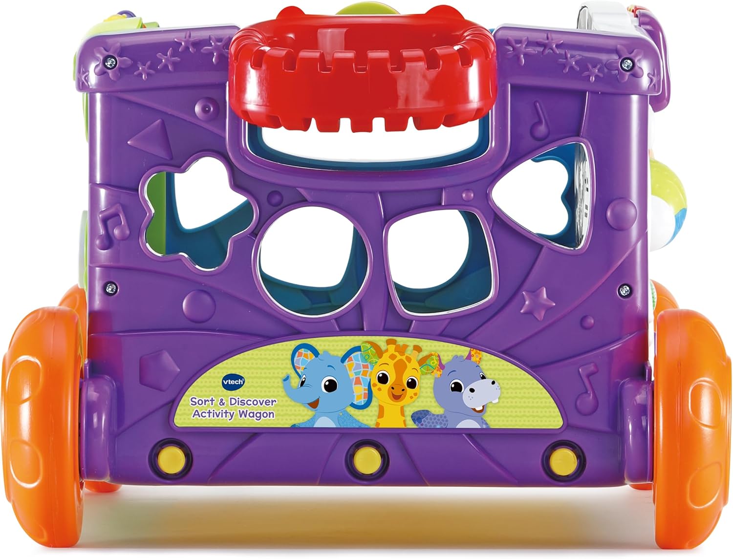 VTech Sort & Discover Activity Wagon Toddler Pull Along Learning Toy with Light-Up Panel Shape Sorter and Gears Multicolour 12m+