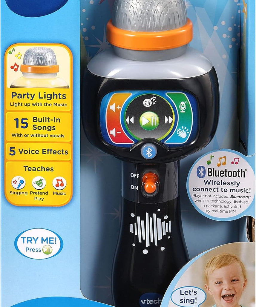 VTech Singing Sounds Microphone Musical Toy with Bluetooth Voice Effects Lights and Built In Songs for Kids Ages 2 to 4 Plus