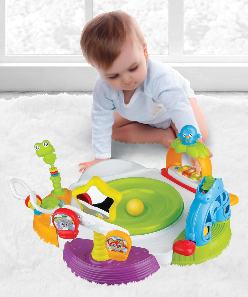 Winfun Baby Move Activity Center Interactive Toy, 2-in-1 Stationary and Activity Table with Lights, Sounds, and Detachable Play Pieces, for Babies 6 Months and Up