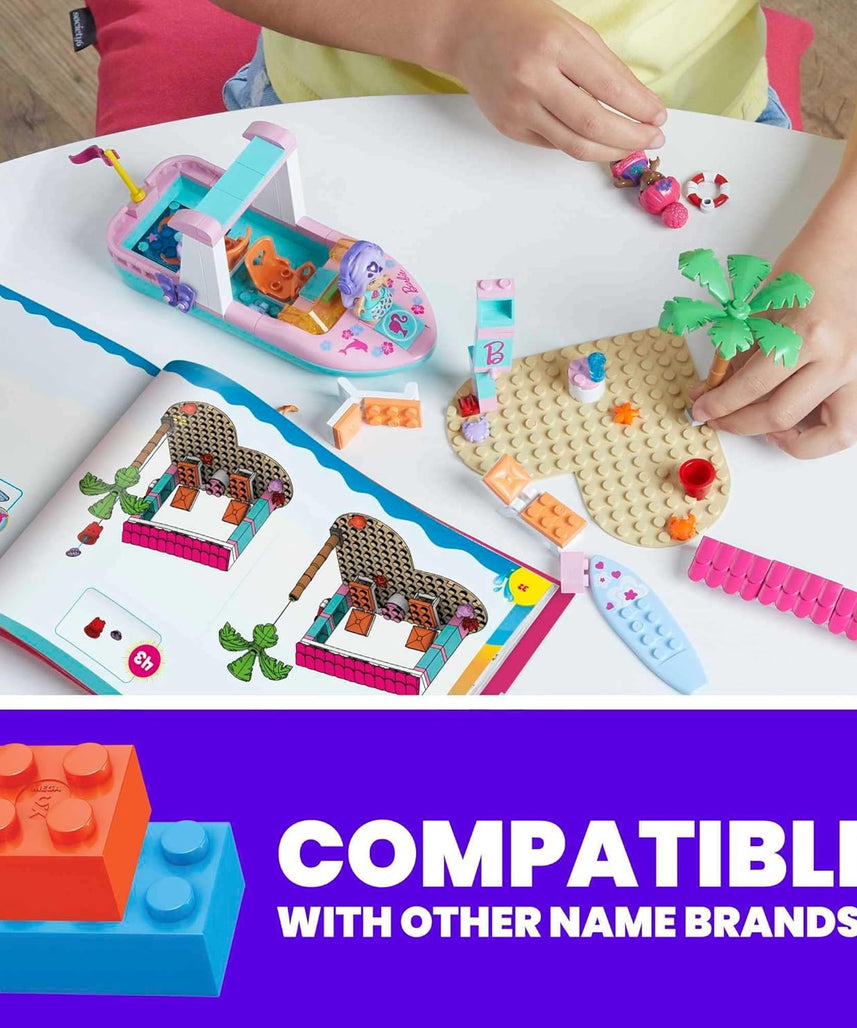 Barbie Color Reveal Dolphin Exploration Playset, 2 Micro-Dolls with Dolphins, 114 Building Bricks and Accessories for Creative Play