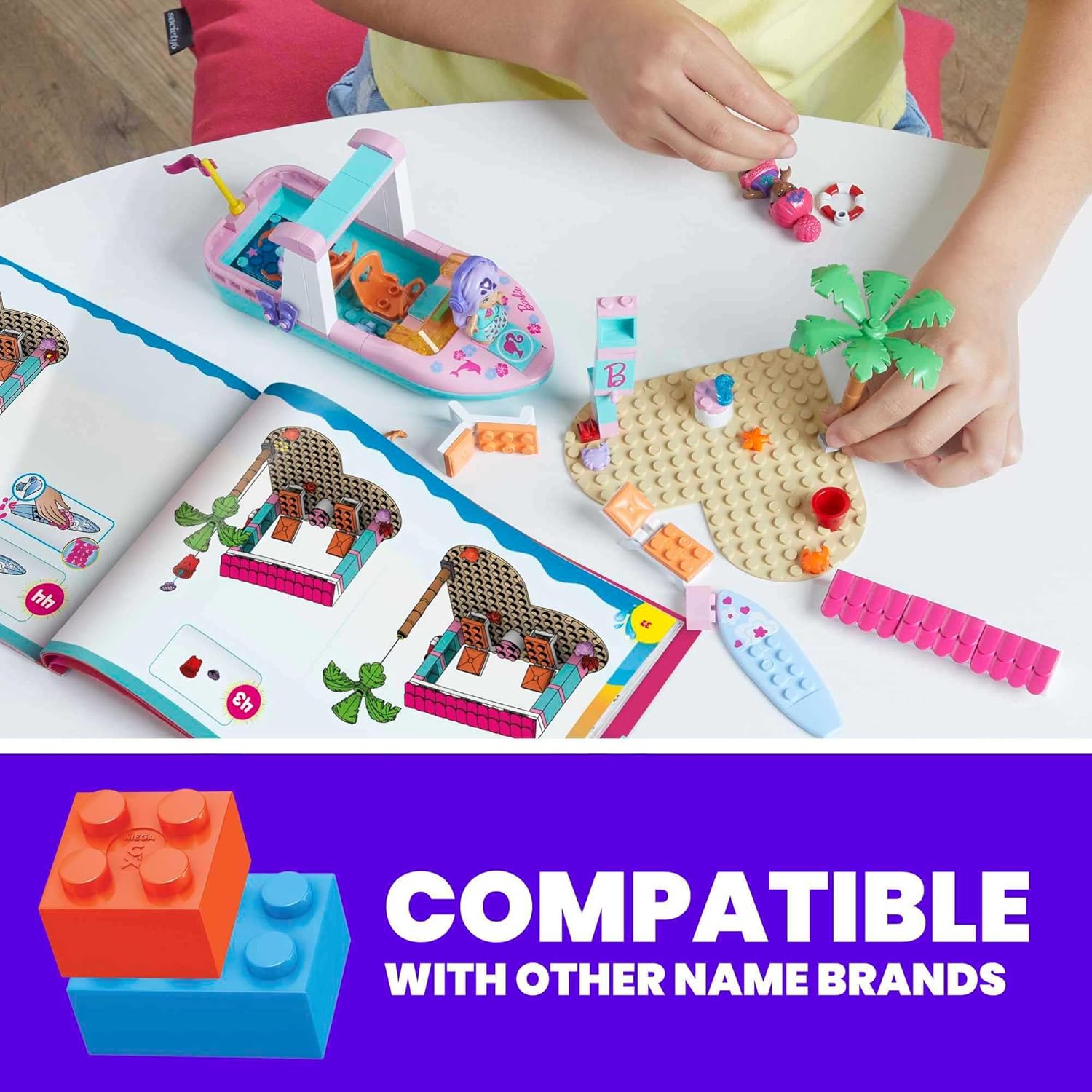 Barbie Color Reveal Dolphin Exploration Playset, 2 Micro-Dolls with Dolphins, 114 Building Bricks and Accessories for Creative Play