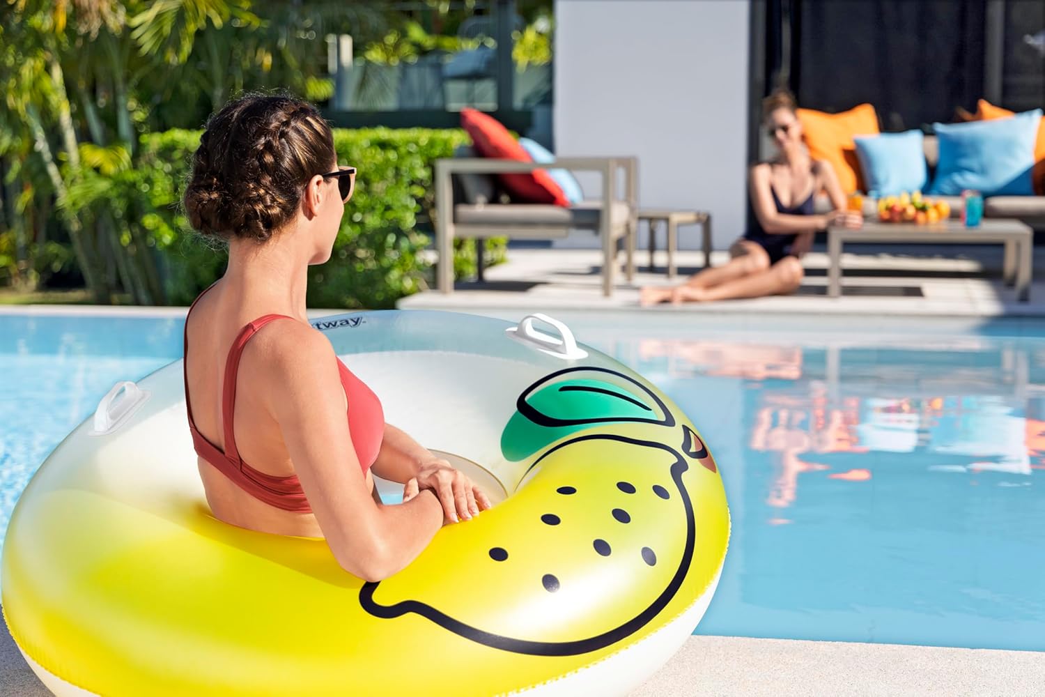 Bestway Swim Ring Fresh Squeezed Lemon Swim Tube 1.14M, Outdoor & Indoor Relaxation & Play, Swim Tubes, Pool Floats, Bright Graphics, Heavy-duty Handles