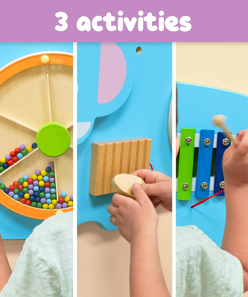 لوحة حائط فيجا على شكل فيل، لوحة أنشطة حسية خشبية من مونتيسوري، تُنمّي المنطق والمهارات الحركية والتنسيق بين اليد والعين، لعبة تعليمية صديقة للبيئة وغير سامة، للأولاد والبنات من عمر 18 شهرًا فما فوق