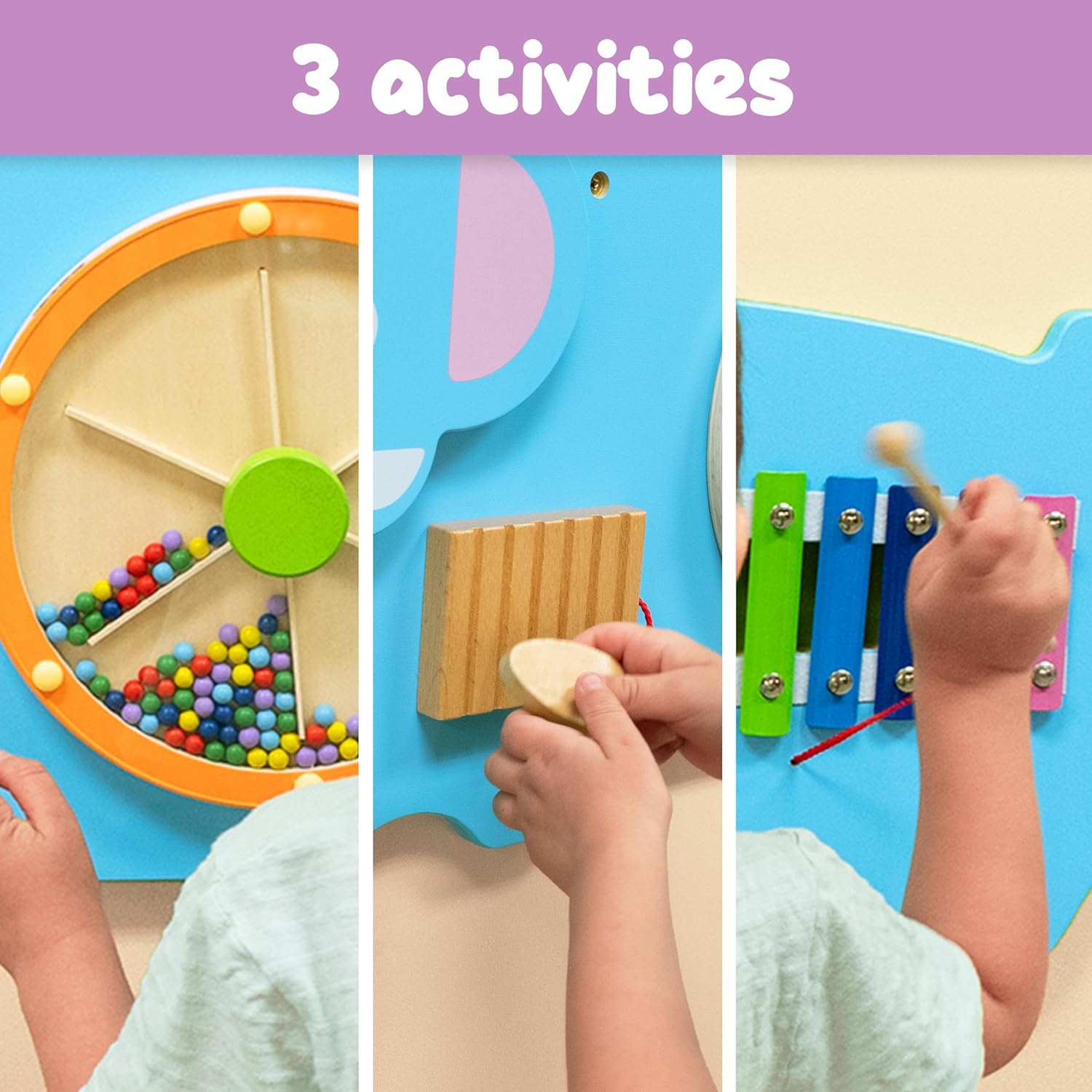 لوحة حائط فيجا على شكل فيل، لوحة أنشطة حسية خشبية من مونتيسوري، تُنمّي المنطق والمهارات الحركية والتنسيق بين اليد والعين، لعبة تعليمية صديقة للبيئة وغير سامة، للأولاد والبنات من عمر 18 شهرًا فما فوق