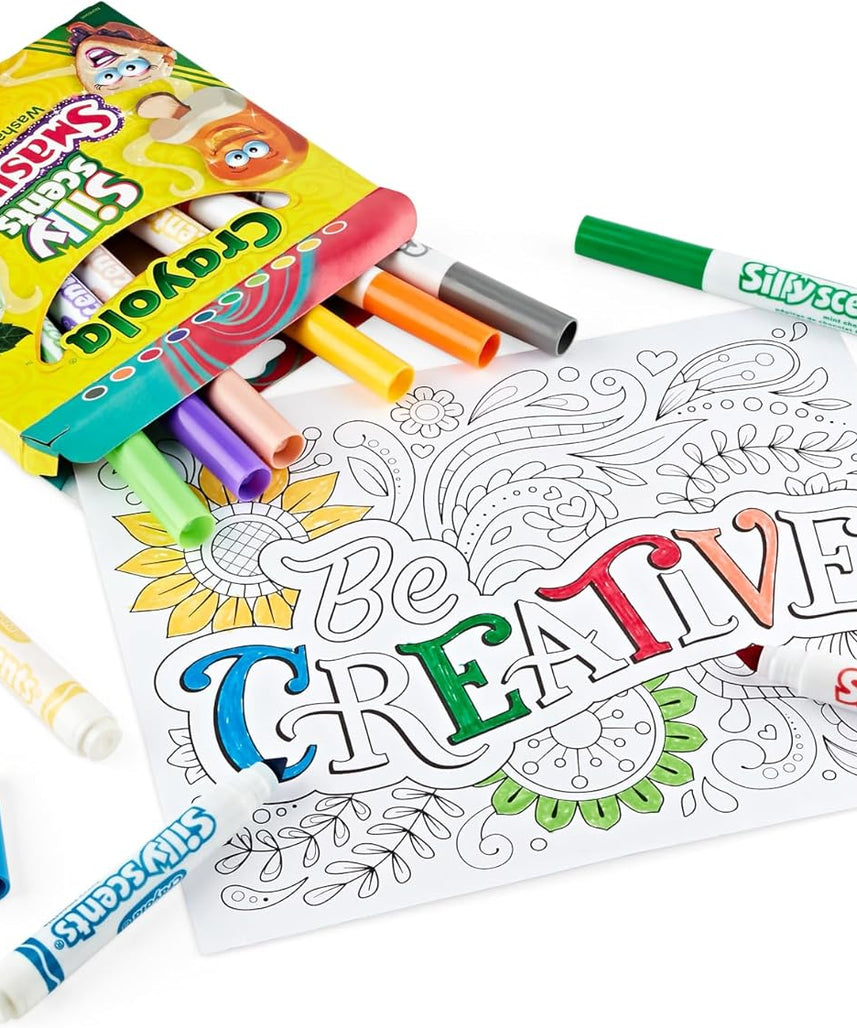 CRAYOLA 10 Ct Silly Scents Smash Ups, Broad Line Washable Markers