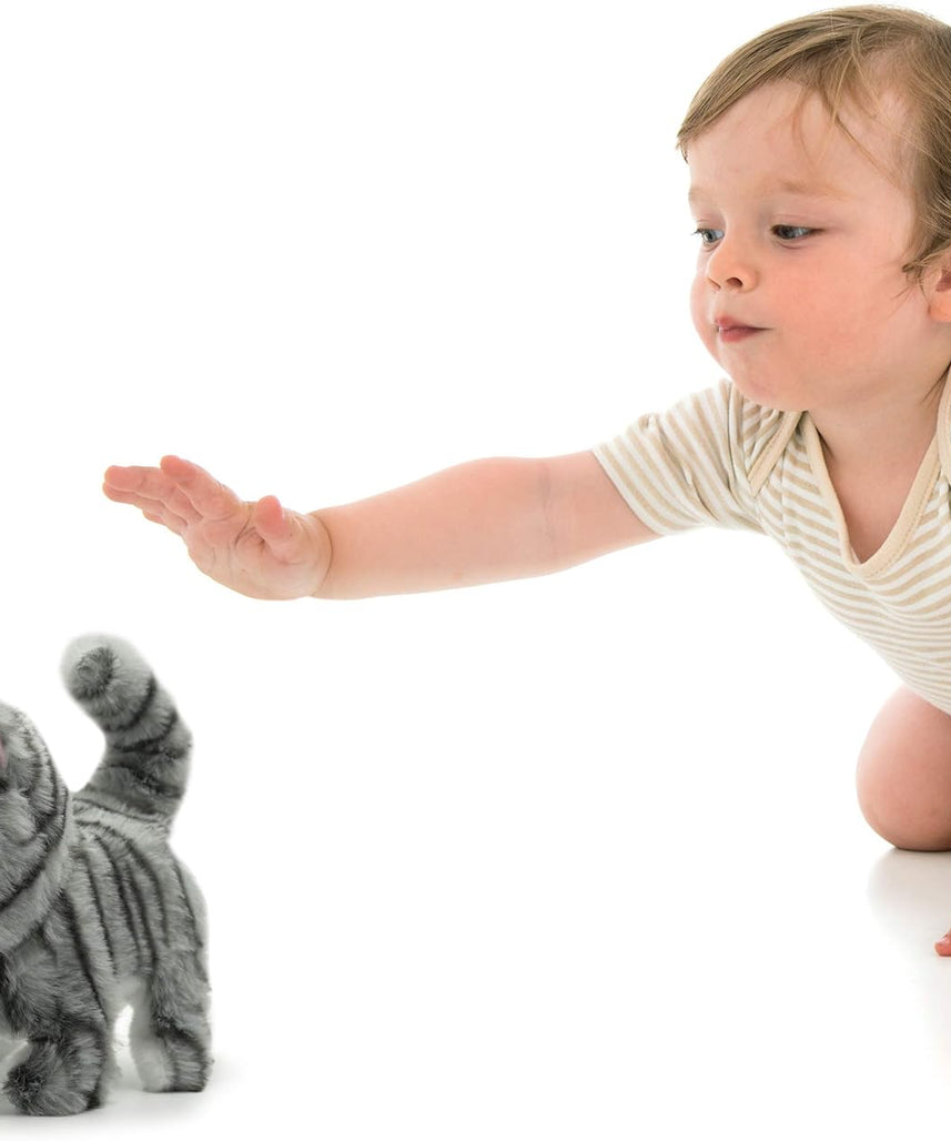 Pugs At Play Walking Zoe 6.5-Inch Interactive Plush Cat Toy with Meow Sound and Wagging Tail for Kids Ages 3 to 5