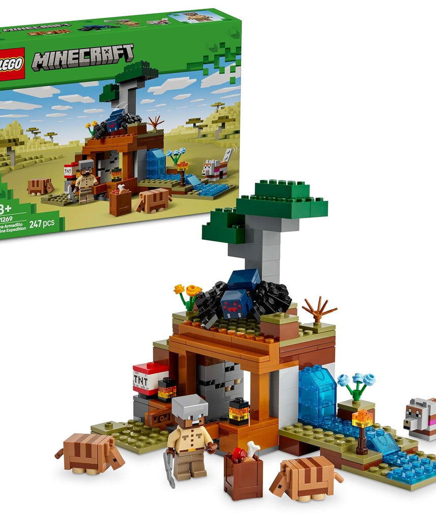 LEGO Minecraft The Armadillo Mine Expedition Set - Building Toy for 8+ Year Old Girls & Boys, with Cave Spider and Wolf Figures for Pretend Play - Birthday Gift Idea 21269