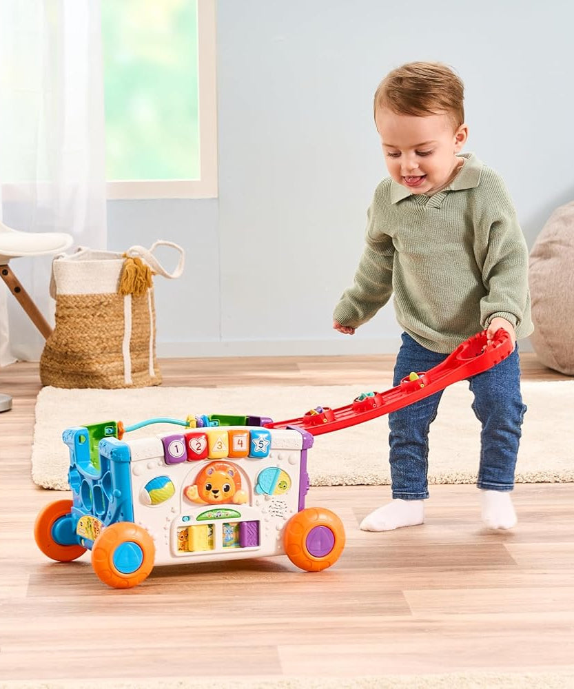 VTech Sort & Discover Activity Wagon Toddler Pull Along Learning Toy with Light-Up Panel Shape Sorter and Gears Multicolour 12m+