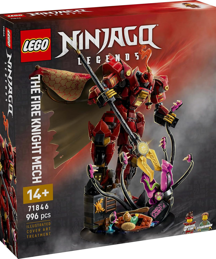 LEGO Ninjago The Fire Knight Mech Toy - Monstrosity Building Set with a Posable Figure, 2 Minifigures & a Sea Monster on a Display Stand - Birthday Gift for 14+ Year Old Boys and Teenagers - 71846