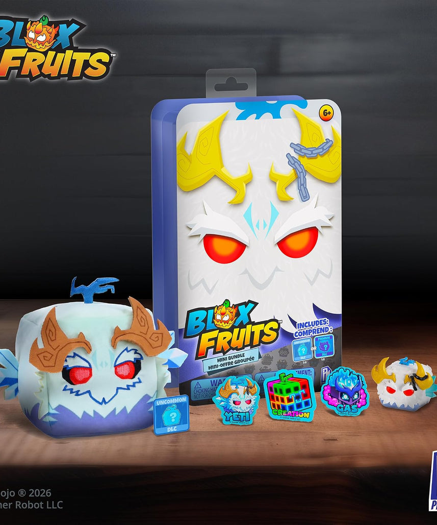 Blox Fruits Series 3 Yeti Mystery Mini Bundle, Mystery Plush Toy, Minifigure, 3 Collectible Stickers and DLC Token, Officially Licensed Blox Fruits Collector Set, 6+ Years