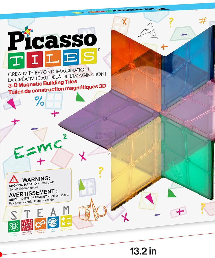 PicassoTiles 16 Piece Magnetic Building Block Set Geometry Shape Magnet Tiles Construction Toy STEM Learning Kit Educational Playset Playboard Pretend Play Stacking Blocks Child Brain Development PT16