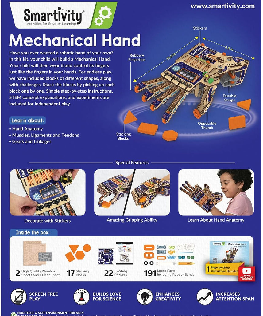 Smartivity Robotic Mechanical Hand Toy for Kids 8-10-12-14 Years Old | Parents Choice Award Winner I Birthday Gifts for Smart Kids | Superhero Toy for Boys & Girls 8,9,10,11,12,13,14