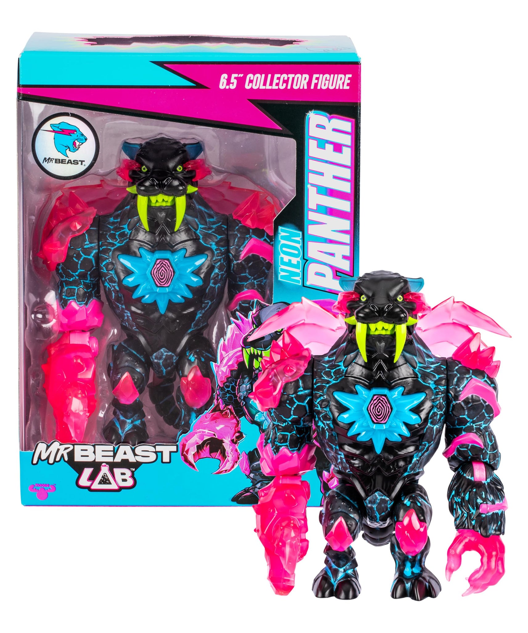 مجسم نيون بانثر من مستر بيست لاب W2، مقاس 6.5 بوصة مع 13 نقطة مفصلية، مطاردة غامضة نادرة، لعبة قابلة للتجميع للأطفال من سن 5 سنوات فما فوق