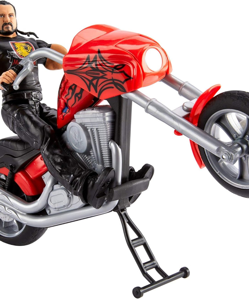 WWE Wrekkin Slam Cycle Vehicle, Drew McIntyre Action Figure, 10-Point Articulated Figure, Breakaway Motorcycle Toy, Ages 6+