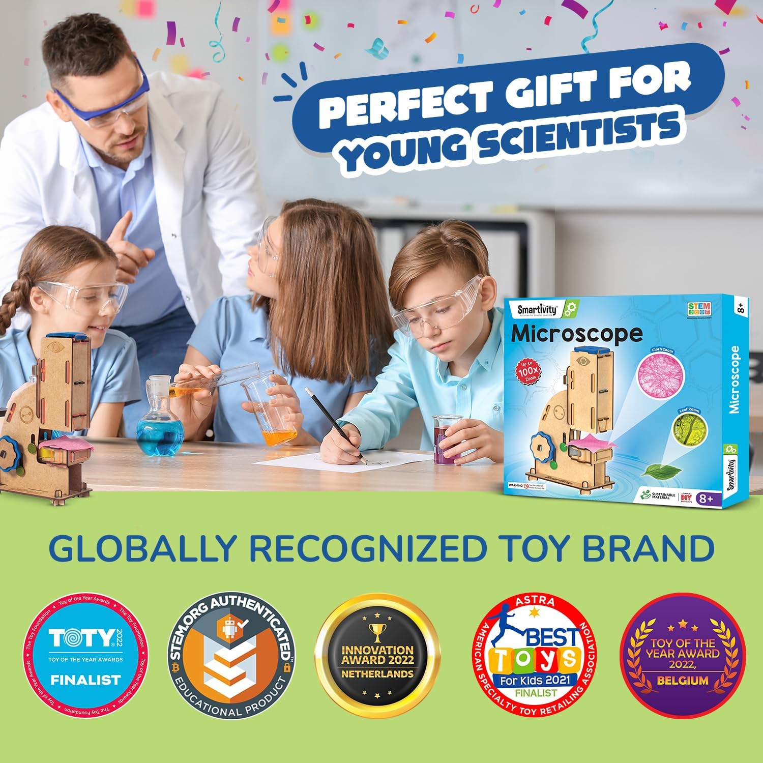 Smartivity DIY Microscope 100x Zoom Toy for Kids Age 8-10-12-14 Years Old | Birthday Gift for Boys & Girls | Science Toy for Kids 8-14 Years Old Students I STEM Sciene Kit