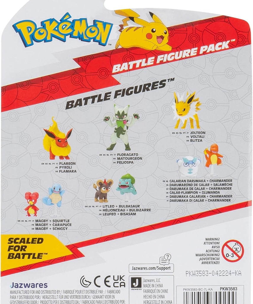 Pokemon Battle Figure Litleo & Bulbasaur,Official Detailed Action Figures, Play Figurines for Kids, Toy Gift
