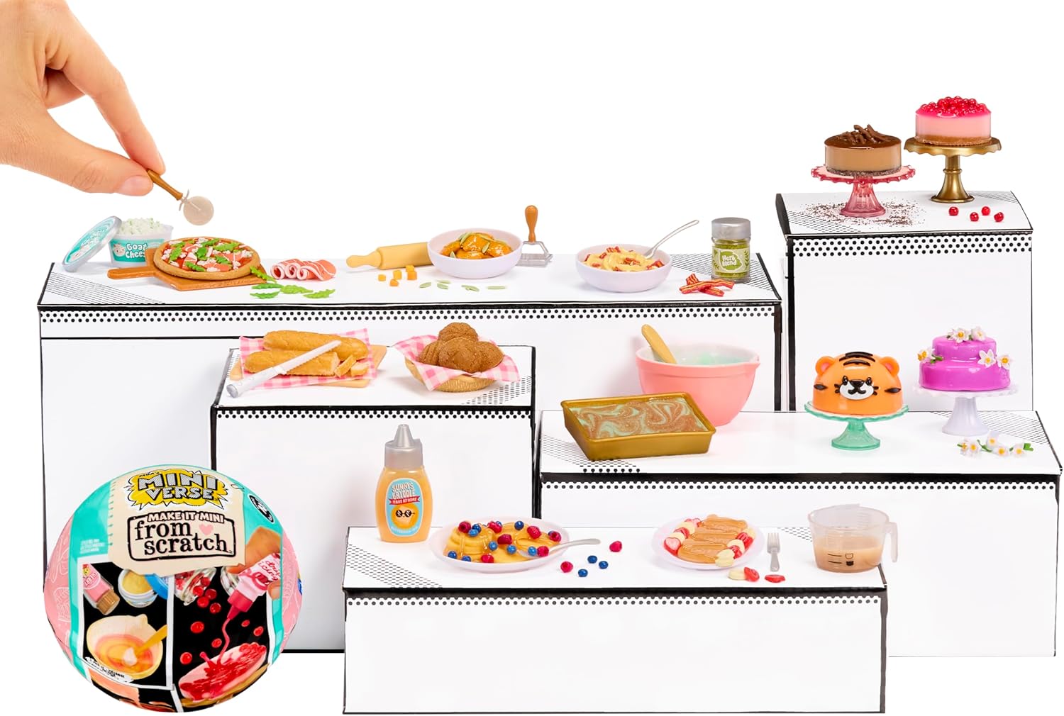 MGA’s Miniverse Make It Mini From Scratch Series 2, DIY Resin Baking Collectibles with Ingredients, Recipe Card, Accessories & Display, Cakes, Pasta, Bread, Cheesecake – 12 Styles- 546849
