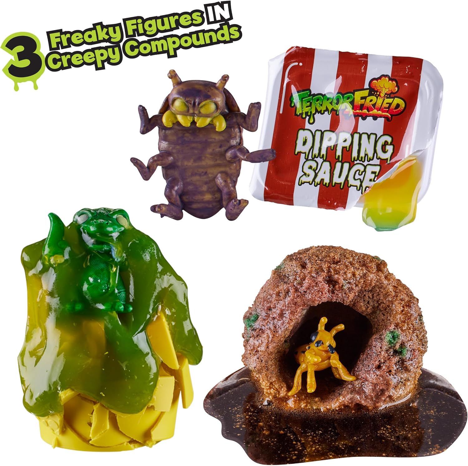 Terror Fried 08092 Ooze Burger, Gross Collectible Figures and Slime for Boys Ages 4-10, Multi-Compound Interactive Play Set with Fizz, Squish, Crack and Ooze, Sensory and Collectible Toys