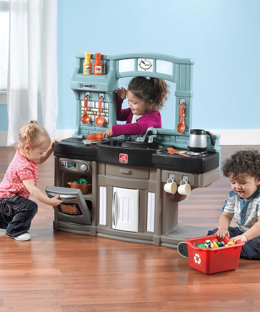 Step2 Best Chefs Kitchen Refresh, Interactive Roleplay Kitchen Set with Lights Sounds Accessories, Pretend Cooking Toy for Kids Boys and Girls Age 2 to 6, Multicolor