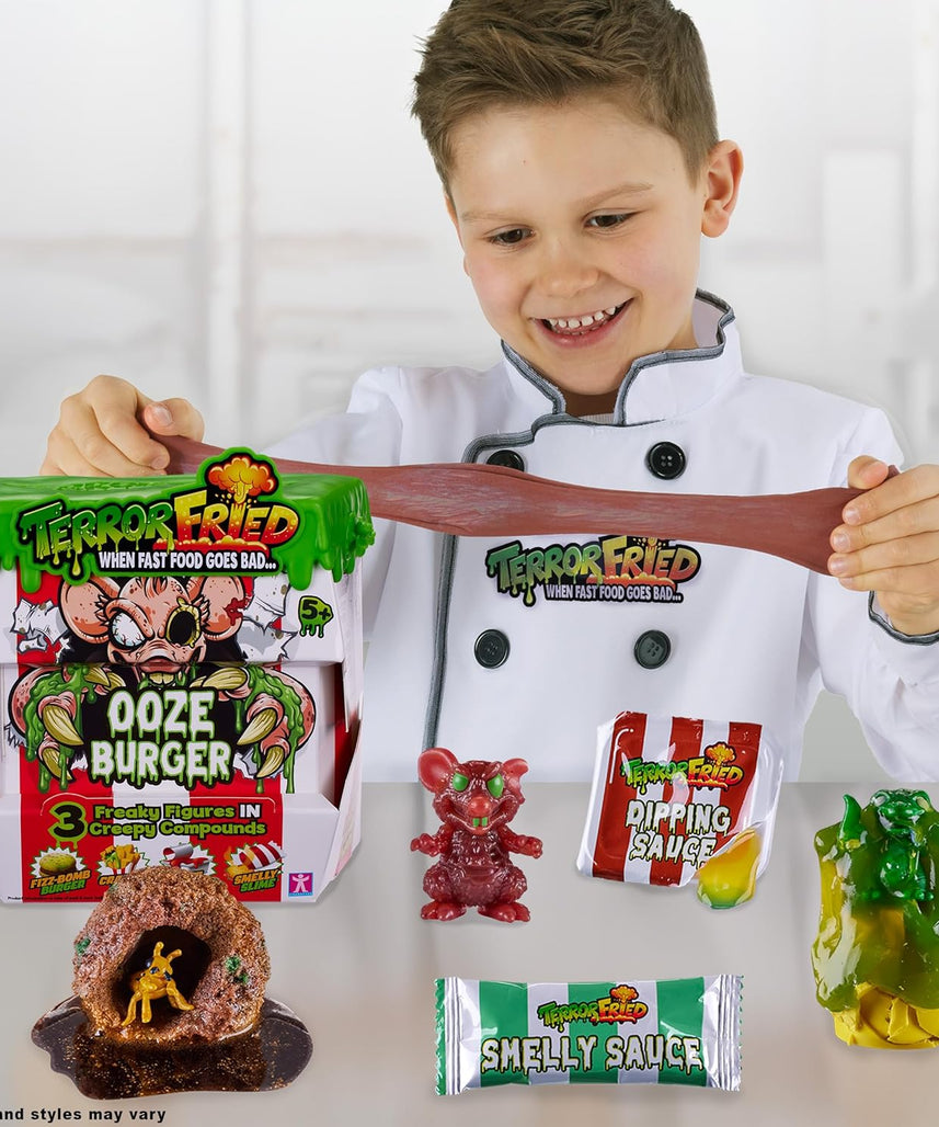 Terror Fried 08092 Ooze Burger, Gross Collectible Figures and Slime for Boys Ages 4-10, Multi-Compound Interactive Play Set with Fizz, Squish, Crack and Ooze, Sensory and Collectible Toys