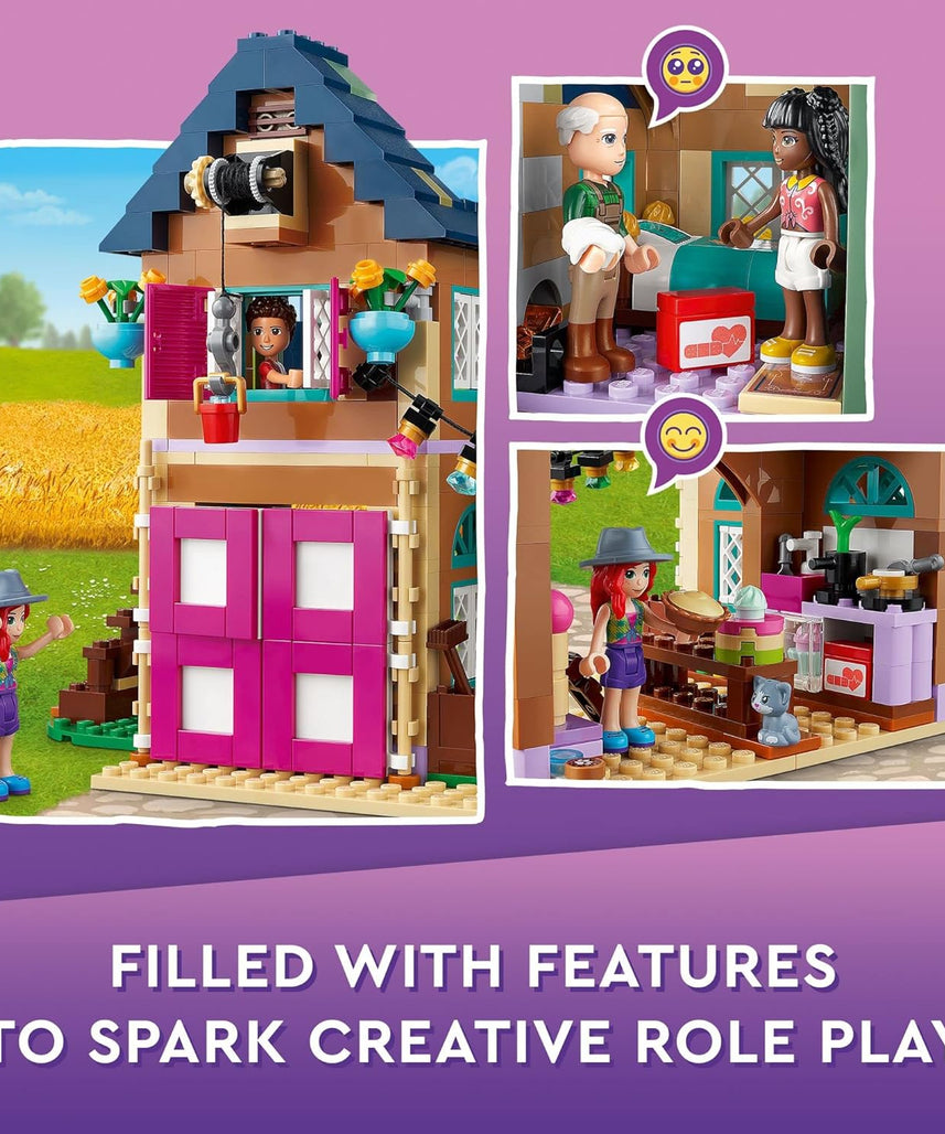 مجموعة بناء ليجو فريندز مزرعة عضوية ٤١٧٢١، ٨٢٦ قطعة تتضمن مزرعة وجرارًا ومقطورة وأحصنة وحيوانات، و٤ دمى صغيرة، لعبة تظاهرية للأطفال من سن ٧ سنوات فما فوق