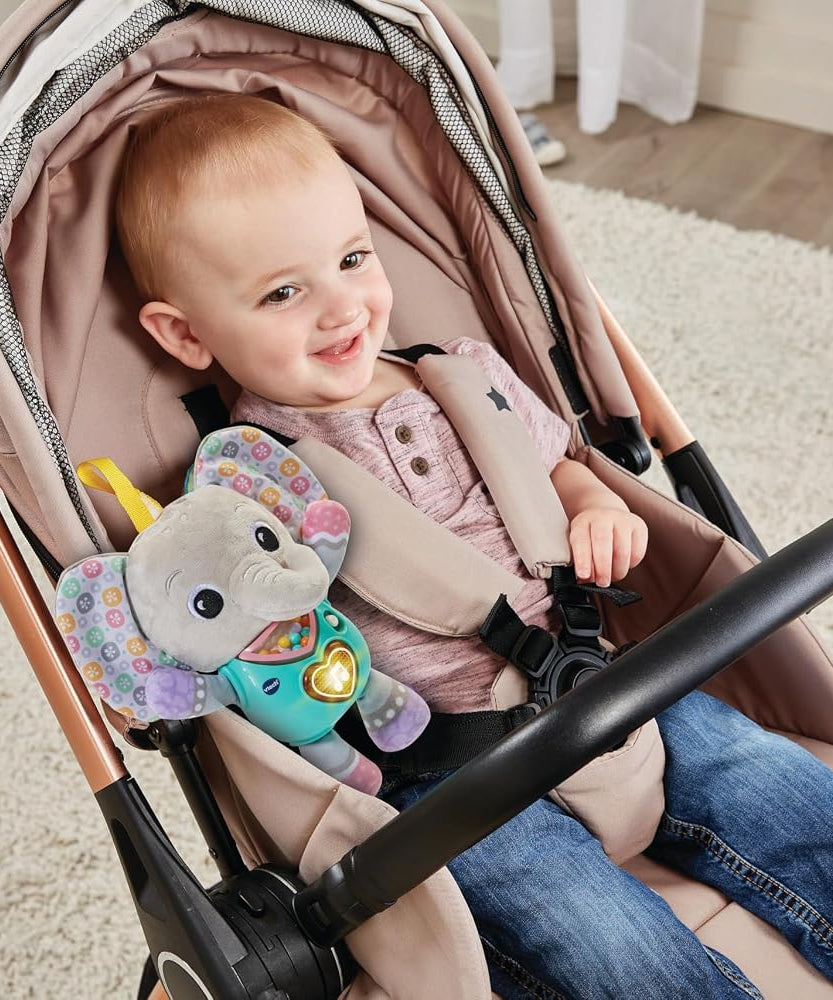 VTech Baby Cuddle & Sing Elephant Interactive Toy with Lights, Numbers & Songs, Beads and Rattle Textures, Gifts for Babies 3-6-9 Months + English Version