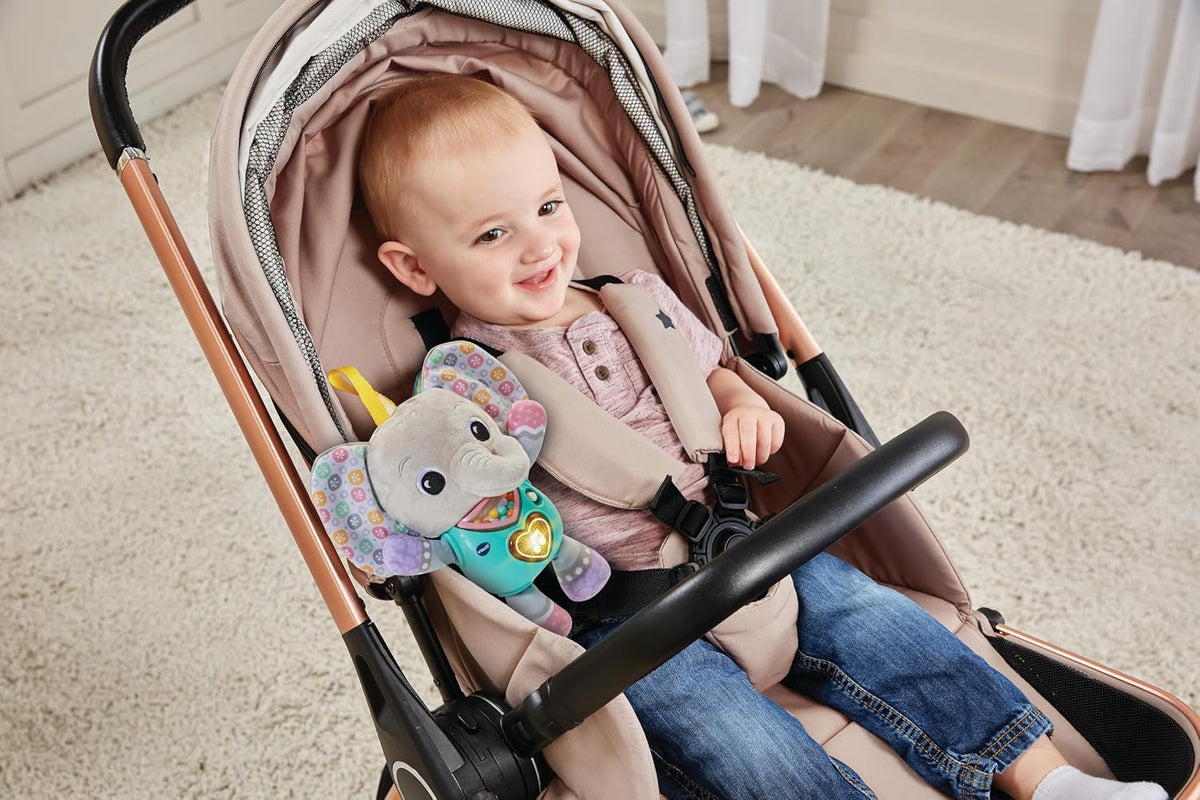 VTech Baby Cuddle & Sing Elephant Interactive Toy with Lights, Numbers & Songs, Beads and Rattle Textures, Gifts for Babies 3-6-9 Months + English Version