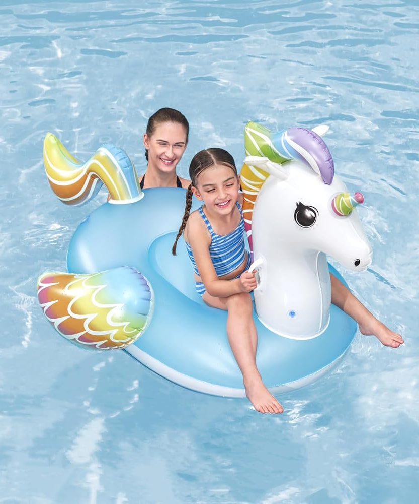 Bestway Unicorn Pool Float, Kids Inflatable Ride-On with Handles, Inflatable Beach Toys