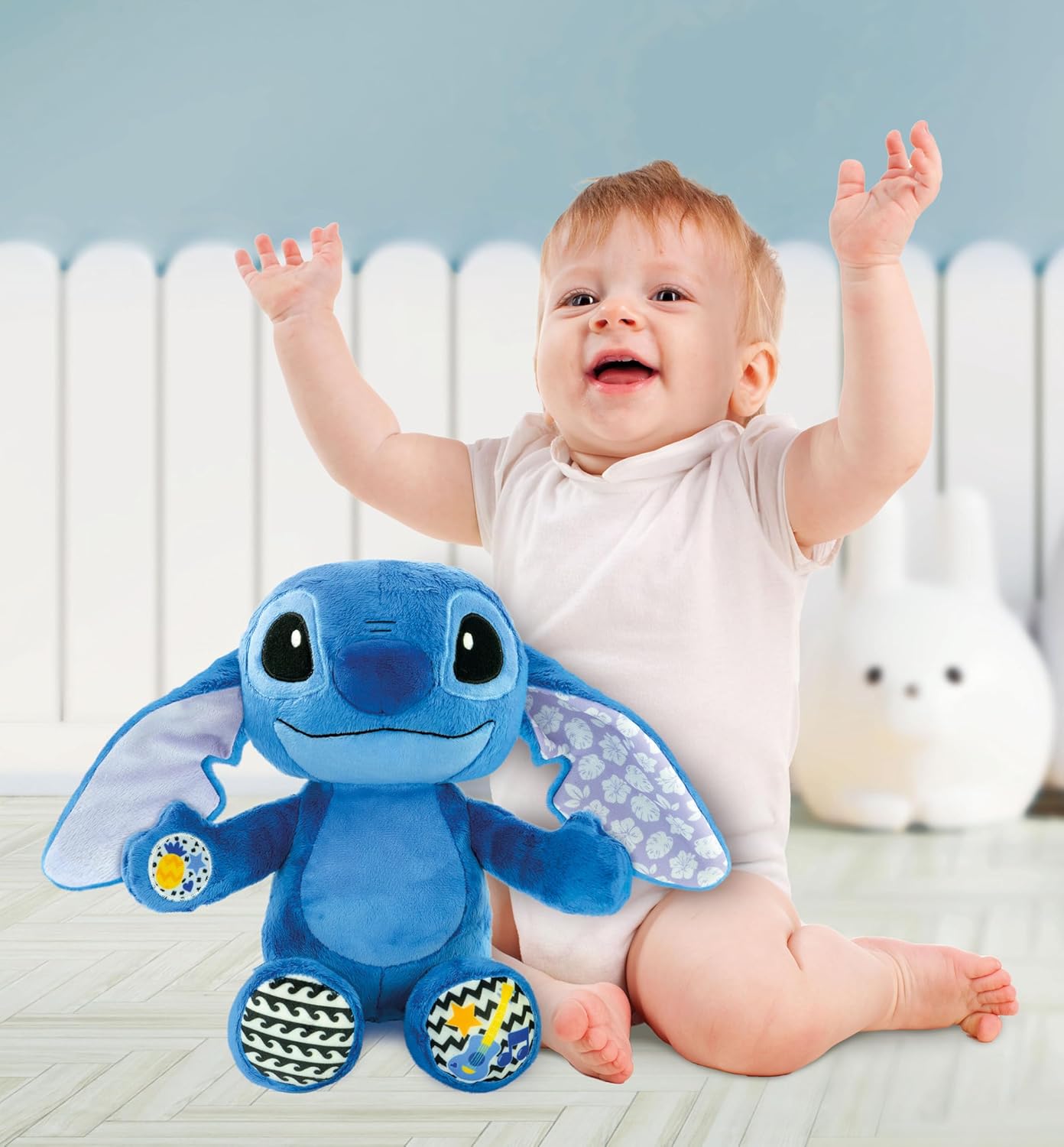 Disney Clementoni Baby Stitch Calm & Play Battery Operated, Plush Toy, With Sounds, Learning Toys for Babies & Toddlers, Gift