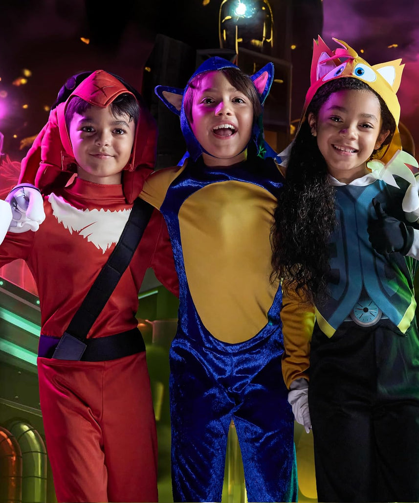 Disguise Deluxe Sonic Costume for Kids, Official Sonic Prime Costume and Headpiece, Size (10-12)