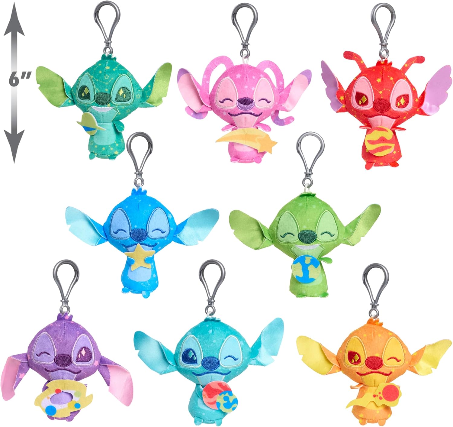 Just Play Disney Stitch Outta This World Clip-On Blind Bag Plush, Mystery 3.5-inch Colorful Plushie, Kids Toys for Ages 2 Up