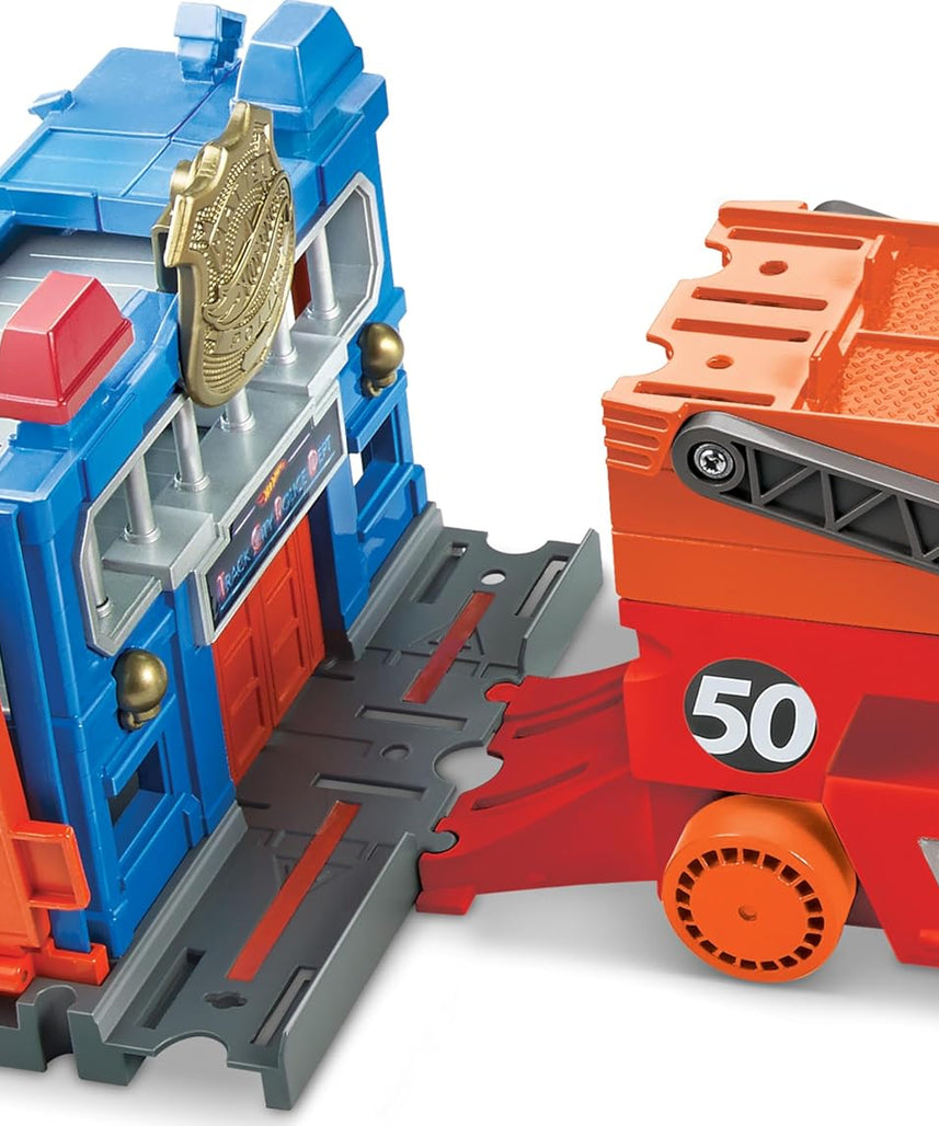 Hot Wheels LSV Mega Hauler Rig, Multi-Level Car Transporter, Holds Up to 50 Cars, Connects to Hot Wheels Tracks, Includes Ramp and Storage, Kids Toys for Ages 4 and Up