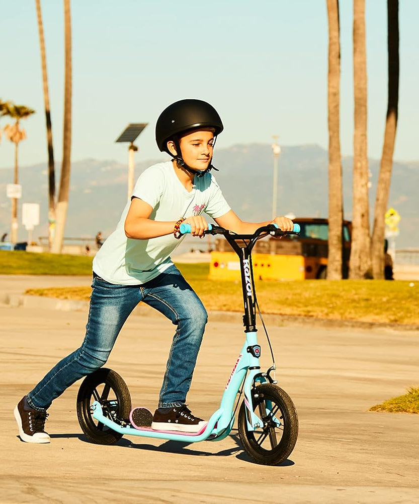 Razor Flashback Kick Scooter, 12 Inch Mag Wheels, Air Filled Tires, Dual Hand Brakes, BMX Style Ride, Steel Frame, Large Deck, Smooth Ride for Kids and Teens 8+