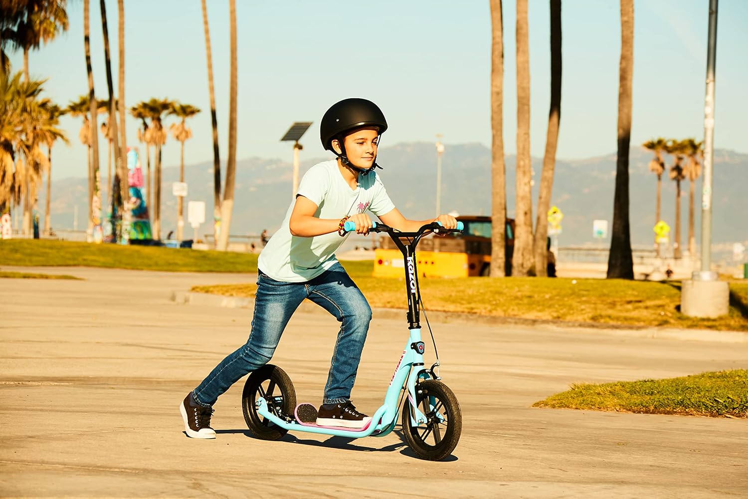 Razor Flashback Kick Scooter, 12 Inch Mag Wheels, Air Filled Tires, Dual Hand Brakes, BMX Style Ride, Steel Frame, Large Deck, Smooth Ride for Kids and Teens 8+