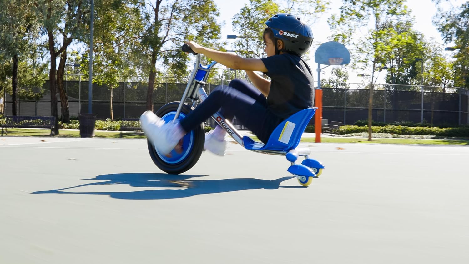 Razor RipRider 360 Caster Trike, Blue, Dual Inclined Caster Wheels, MX-Style Handlebars, Steel Frame, Spinning and Drifting Ride-On Toy for 5+ Kids