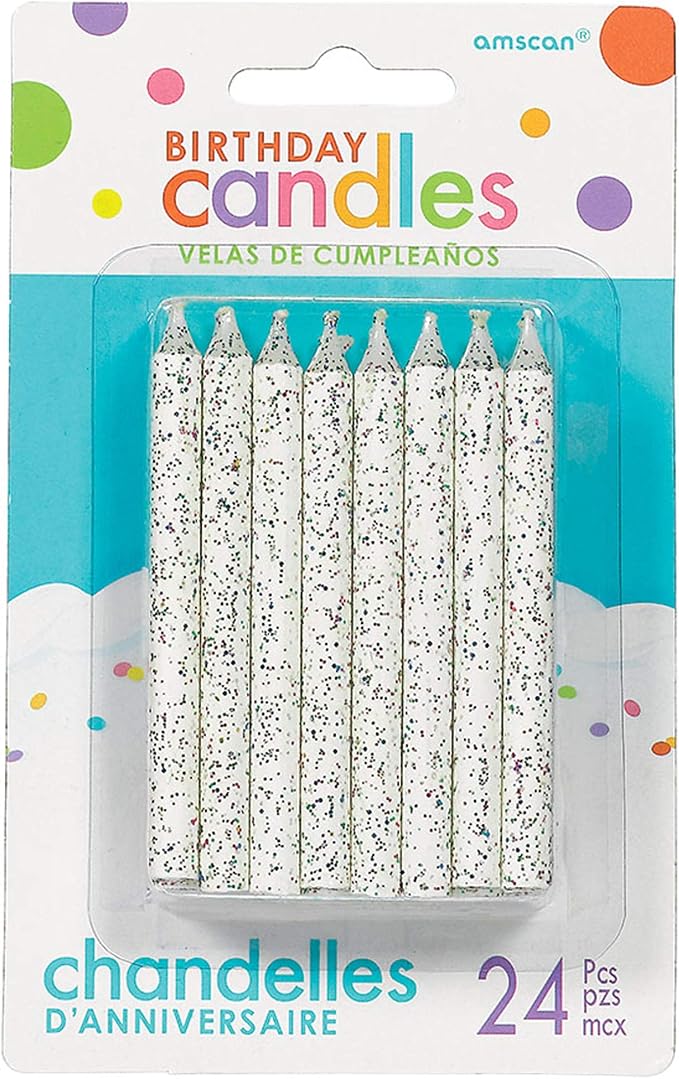 Amscan 170433 Glitter Spiral White Candles