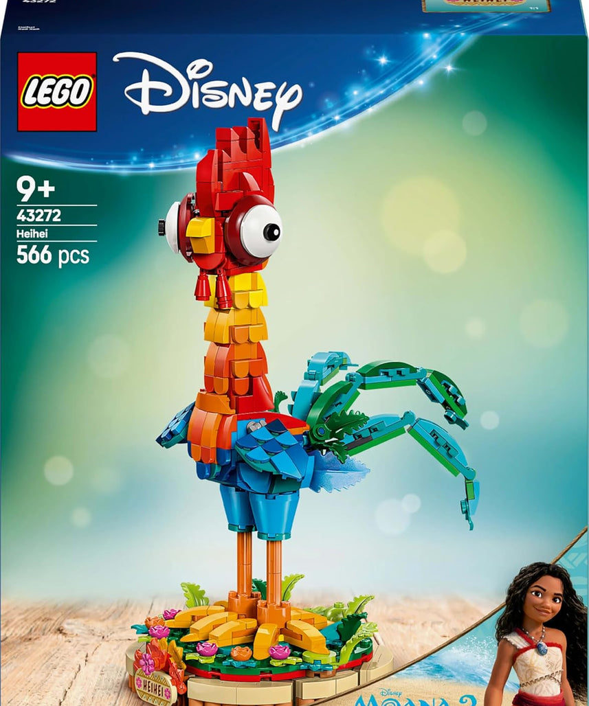 LEGO | Disney Moana 2 Heihei Building Toy - Play and Display Animal Figure with a Rotating Head, Posable Wings & Tail Feathers plus a Stand - Ramadan Gift for 9+ Year Old Girls - 43272