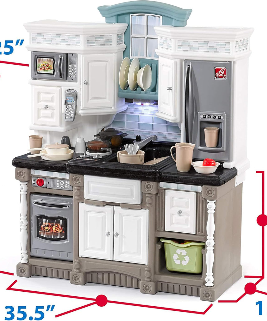 Step2 Dream Kitchen Refresh 852100, Modern Kids Play Kitchen Set with Lights, Sounds & 37 Accessories, Ages 2–5+ Years