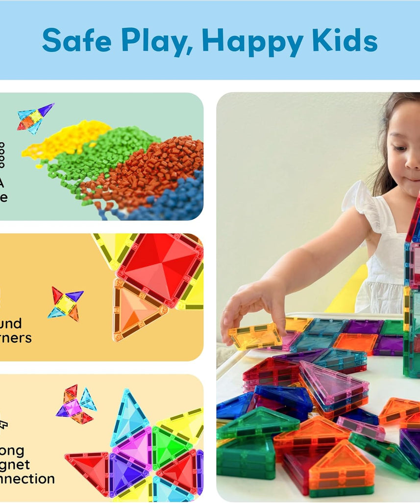 PicassoTiles 30 Piece Magnetic Building Blocks Mini Diamond Series Travel Size On-the-Go Magnet Construction Toy Set STEM Learning Kit Education Playset Child Brain Development Magnets Stacking Blocks