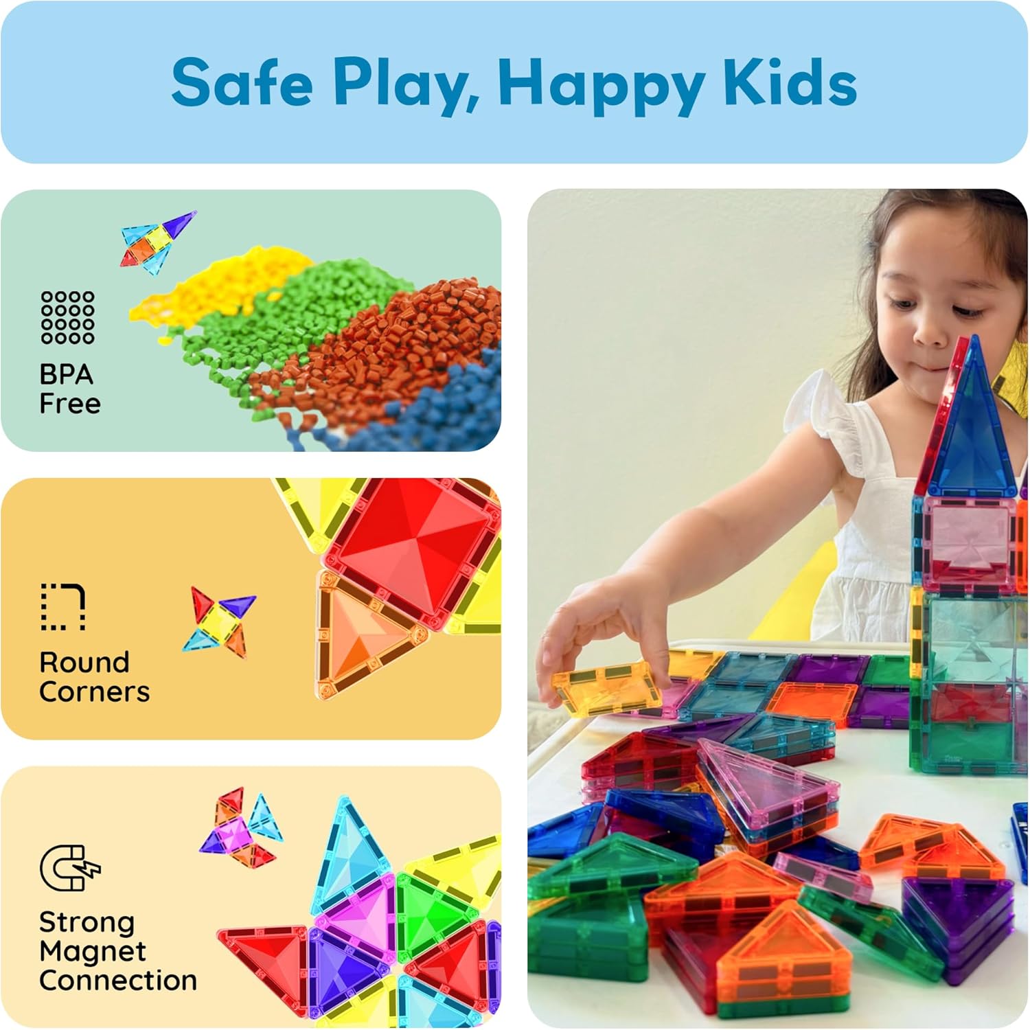 PicassoTiles 30 Piece Magnetic Building Blocks Mini Diamond Series Travel Size On-the-Go Magnet Construction Toy Set STEM Learning Kit Education Playset Child Brain Development Magnets Stacking Blocks