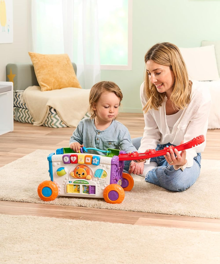 VTech Sort & Discover Activity Wagon Toddler Pull Along Learning Toy with Light-Up Panel Shape Sorter and Gears Multicolour 12m+