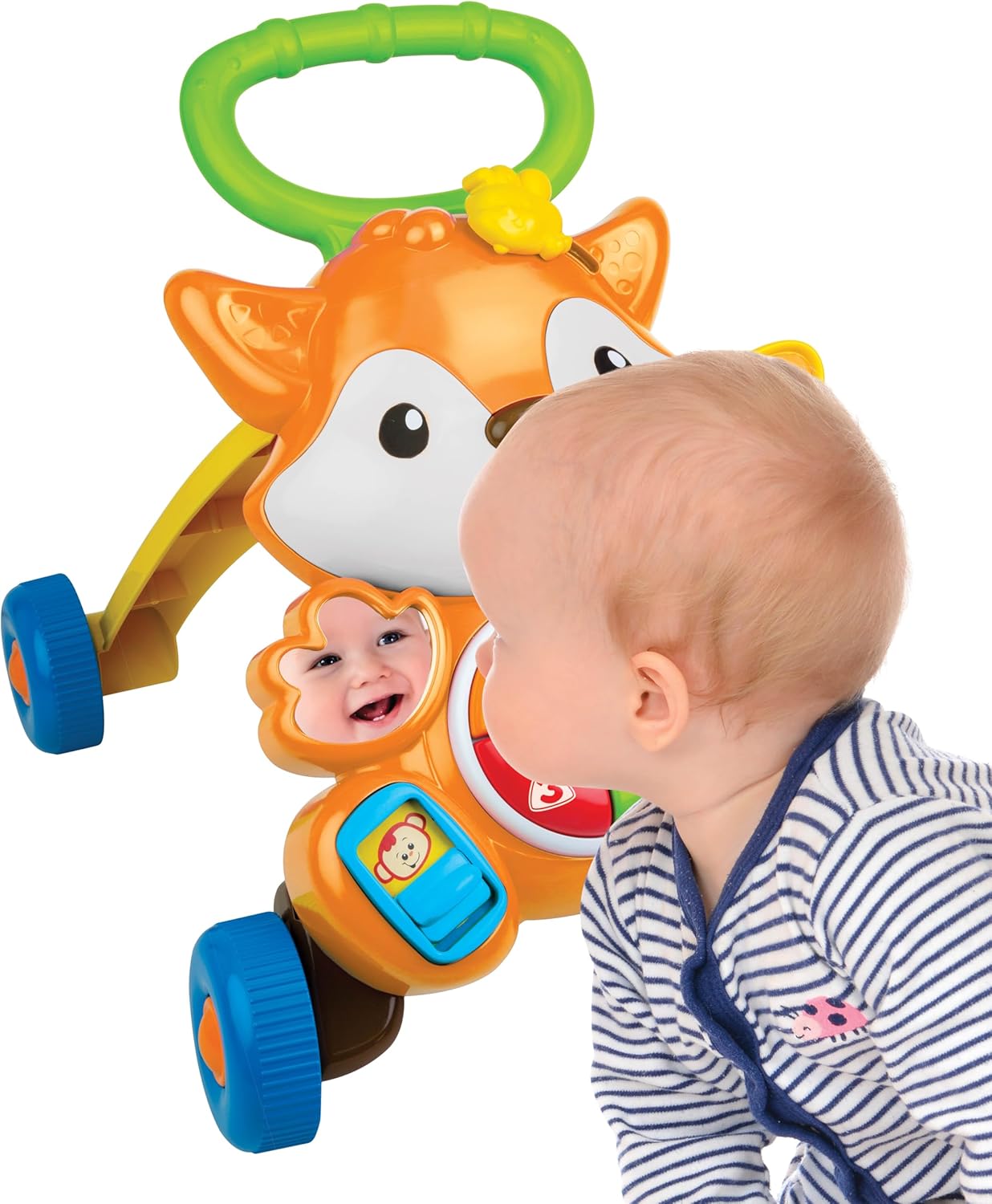 Winfun Grow-With-Me Fox Walker, 3-in-1 Ride-On + Baby Walker + Push Fox Toy , Light + Sound Developmental Activity Walker for Toddlers 12M+